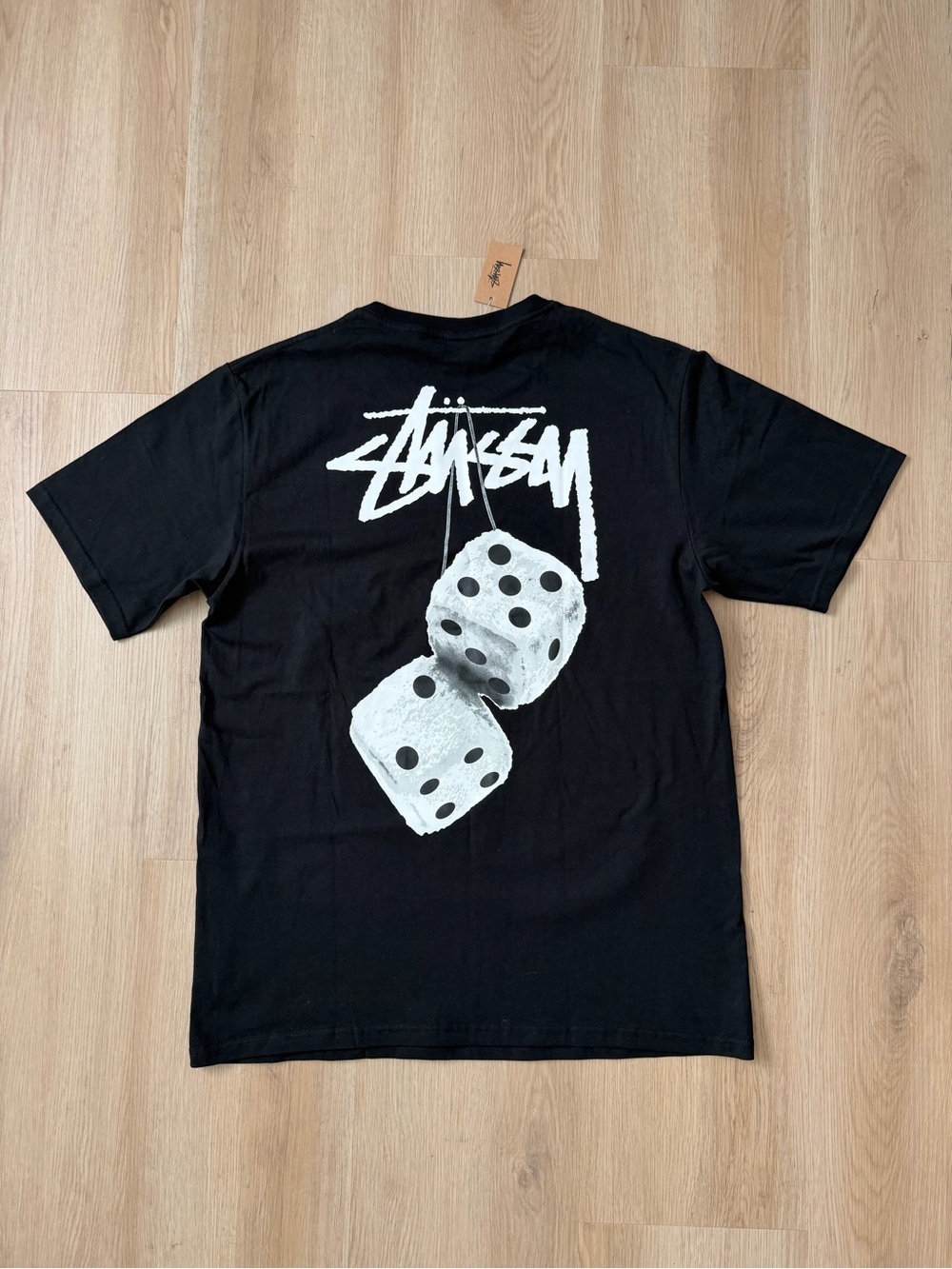 Stussy Black Tee with White Dice Graphic - Men's Short Sleeve